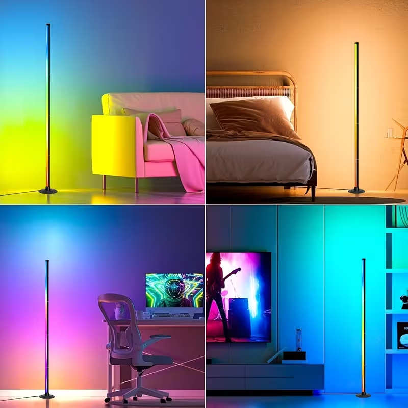 5V コーナーフロアランプ RGB IC ライト アプリとリモコン付き LED フロアアンビエントライト 1600 万色 DIY 色変更