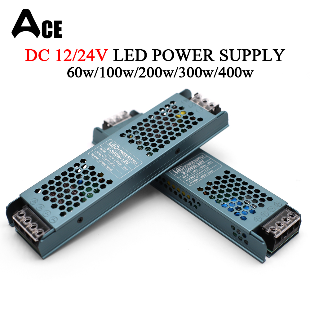 DC 12V 24V スイッチング電源 AC190-240V ミュート照明変圧器 60 ワット 100 ワット 200 ワット 300 ワット 400 ワット LED ライトドライバ電源アダプタ