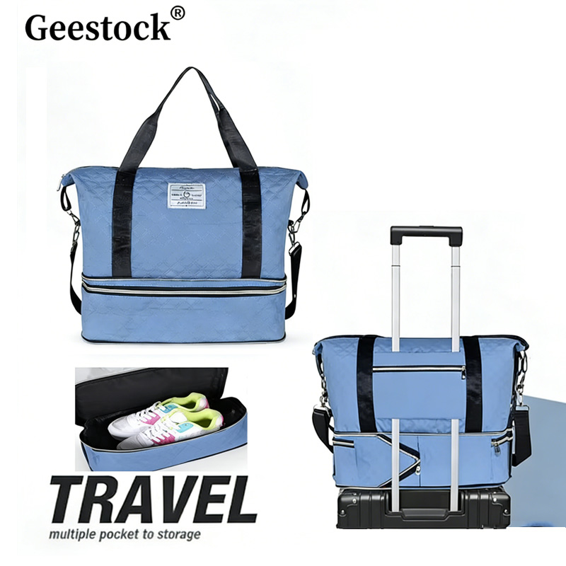 Geestock 拡張可能な旅行ダッフルバッグ大容量荷物バッグ軽量ジムトートバッグポータブルウィークエンダー一晩バッグ