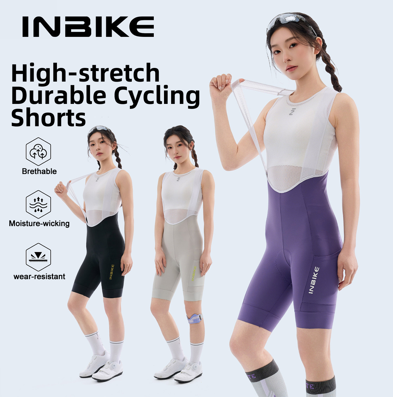 INBIKE 2026 サイクリングビブショーツ女性のプロフェッショナル夏快適なクッション性スリム通気性ロードバイクスポーツパンツ