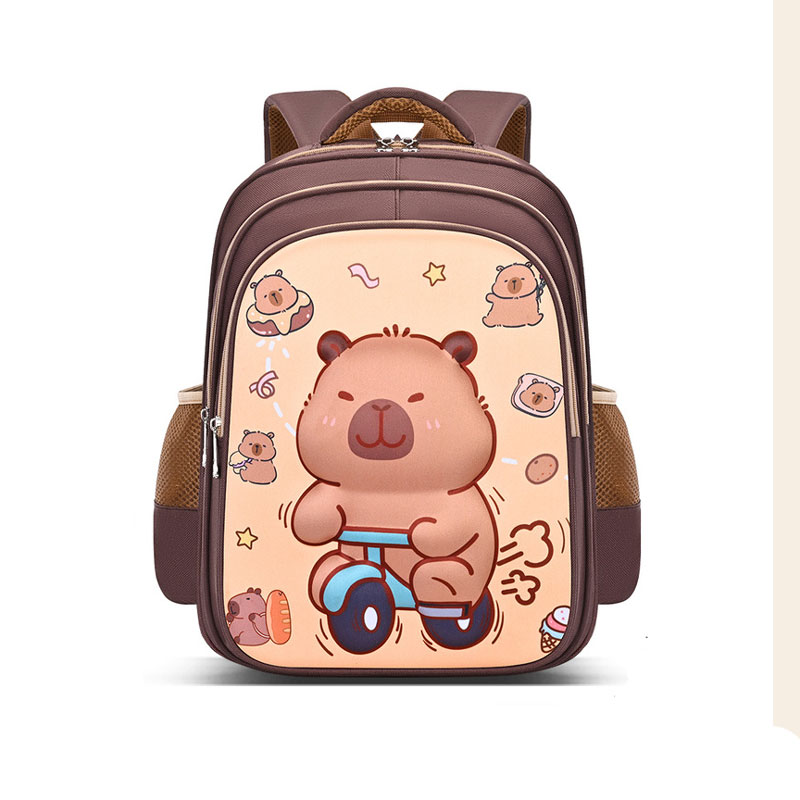 子供ショルダーバッグスクールバッグ防水かわいい 3D カピバラ子供のバックパックカジュアルデイパック少年少女通学バックパック