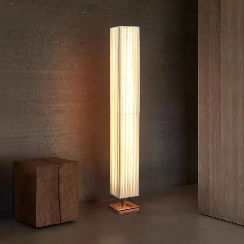 日本の侘び寂び生地木製 LED フロアランプ装飾スタンディングライトリビングルームソファサイドベッドルームベッドサイドアート家の装飾