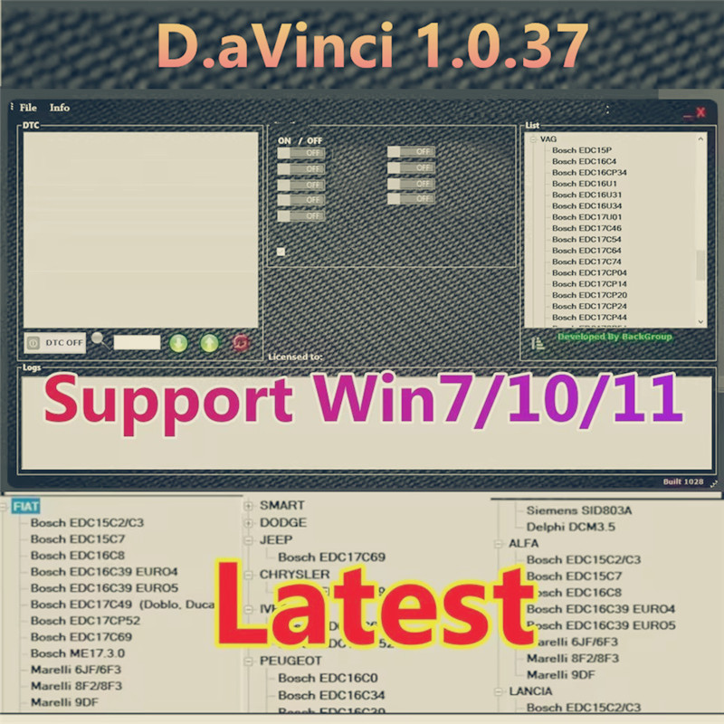 ベストセラー D.avinci 1.0.37 フル機能ソフトウェア サポート Win7/10/11、K.ESS/K.TAG 3 に適合、ライフタイム アクティベーション ツール付き