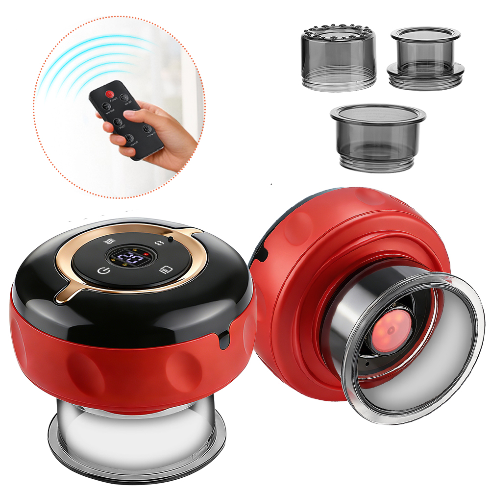スマートレッドライトカッピングマッサージャーワイヤレスポータブルリモコン付き12レベル吸引12レベル加熱ボディリラックス