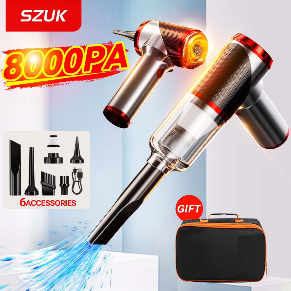SZUK 強力な車の掃除機ミニハンドヘルドワイヤレスクリーナー洗浄機コードレスポータブル掃除機車用ホーム