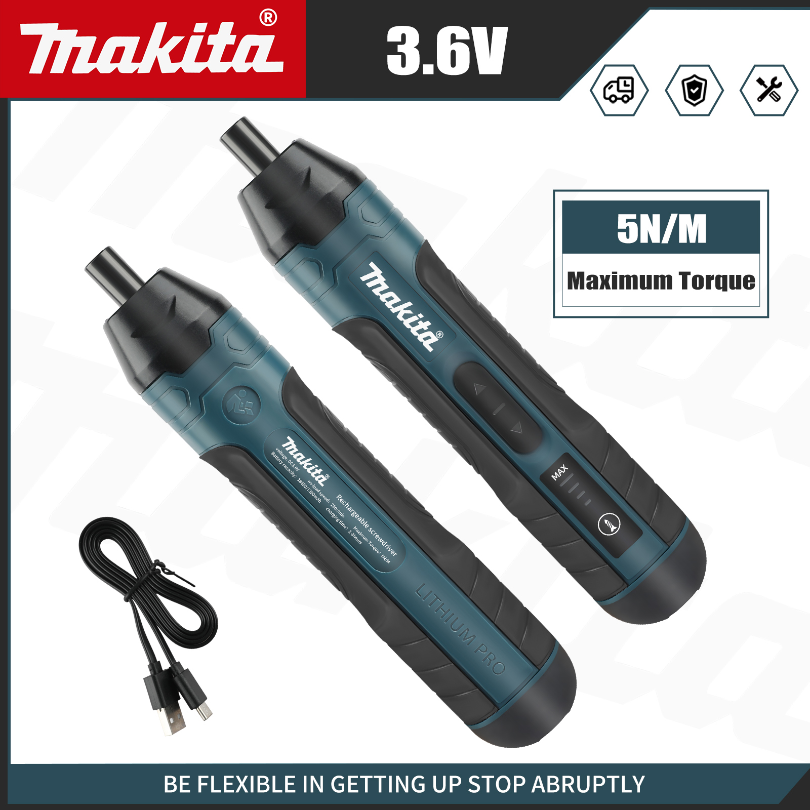 マキタ コードレス電動ドライバー | 3.6V 5N.m トルク | 1/4 インチ チャック | 1300mAh リチウムイオン電池.HT422