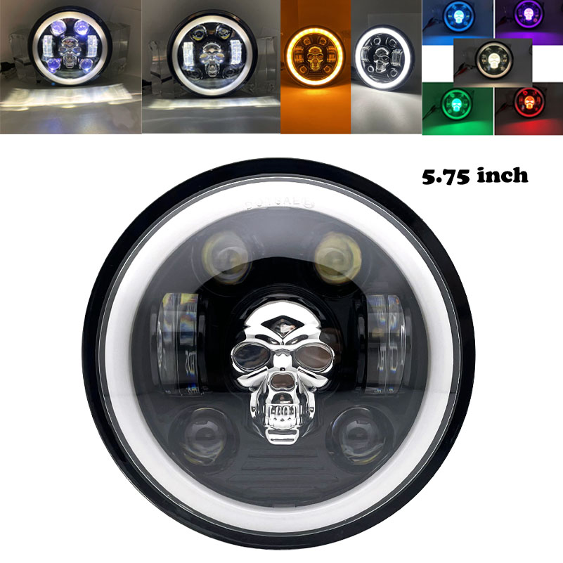 5.75 inch LED Headlight Projector Halo Ring Motorcycle 5 3/4" High Low Beam DRL Turn SignalFor Dyna Softail Sportster 883 XL883