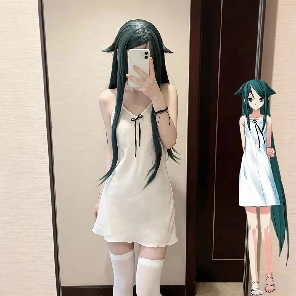 アニメサヤの歌サヤコスプレドレス衣装女性白キャミソールスカート夏のネグリジェカーニバル服