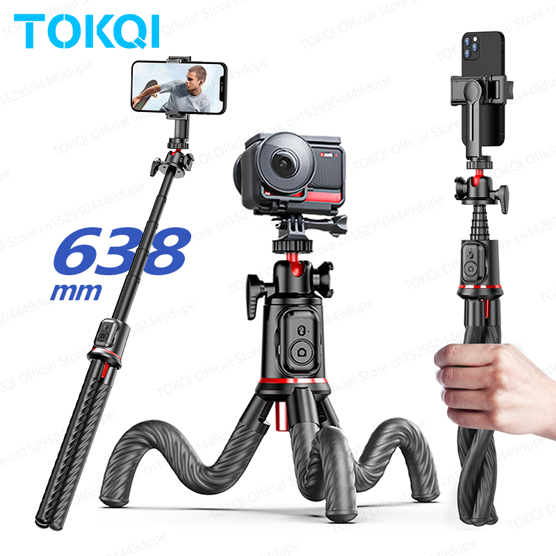 C03 柔軟なタコ三脚 リモコン付き 電話ホルダー 1/4 ネジ GoPro スマートフォン用 2in1 Selfie Stick Xiaomi iPhone用