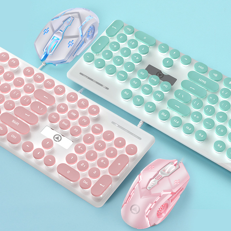 V8 パンク メカニカル タッチ キーボードとマウス セット グロー ゲーム コンピューター アクセサリー