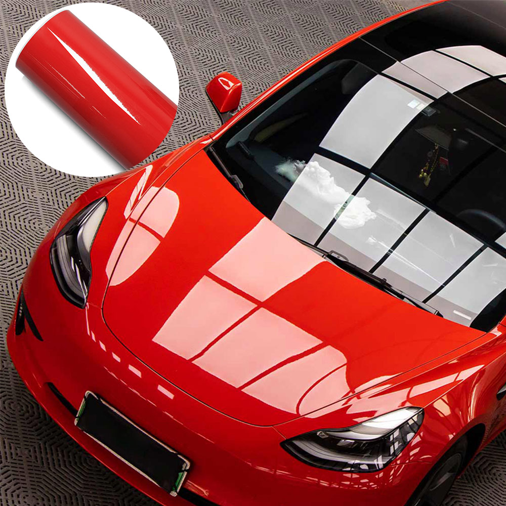 明るい光沢のある赤いビニールラップ車のステッカー変色フィルム自動ラッピングフィルム気泡フリーステッカービニールデカールカーアクセサリー
