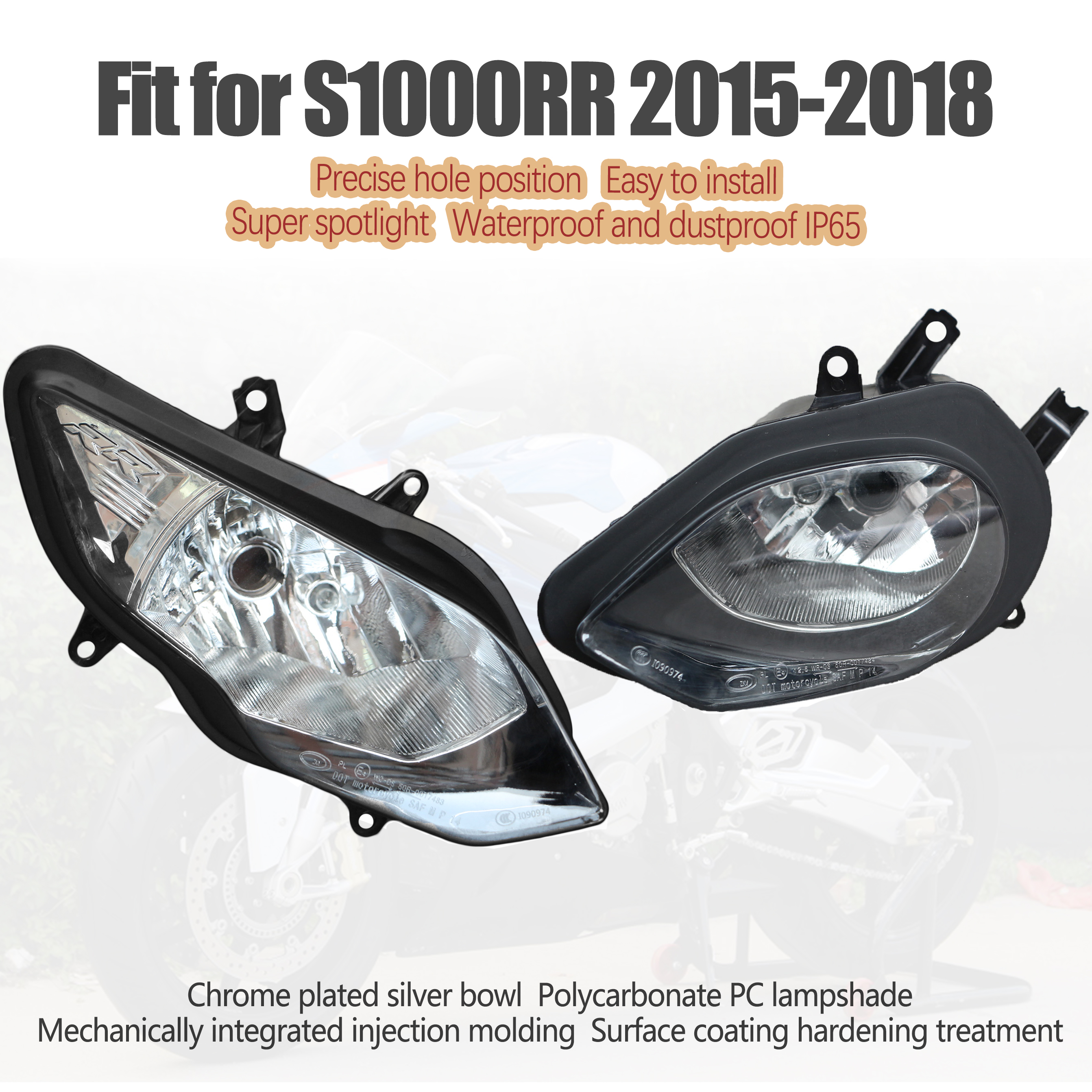 BMW 2015-2018 S1000RR ヘッドライトオートバイヘッドランプフロントヘッドライトアセンブリ S 1000 RR S1000 RR S 1000RR 2016 2017