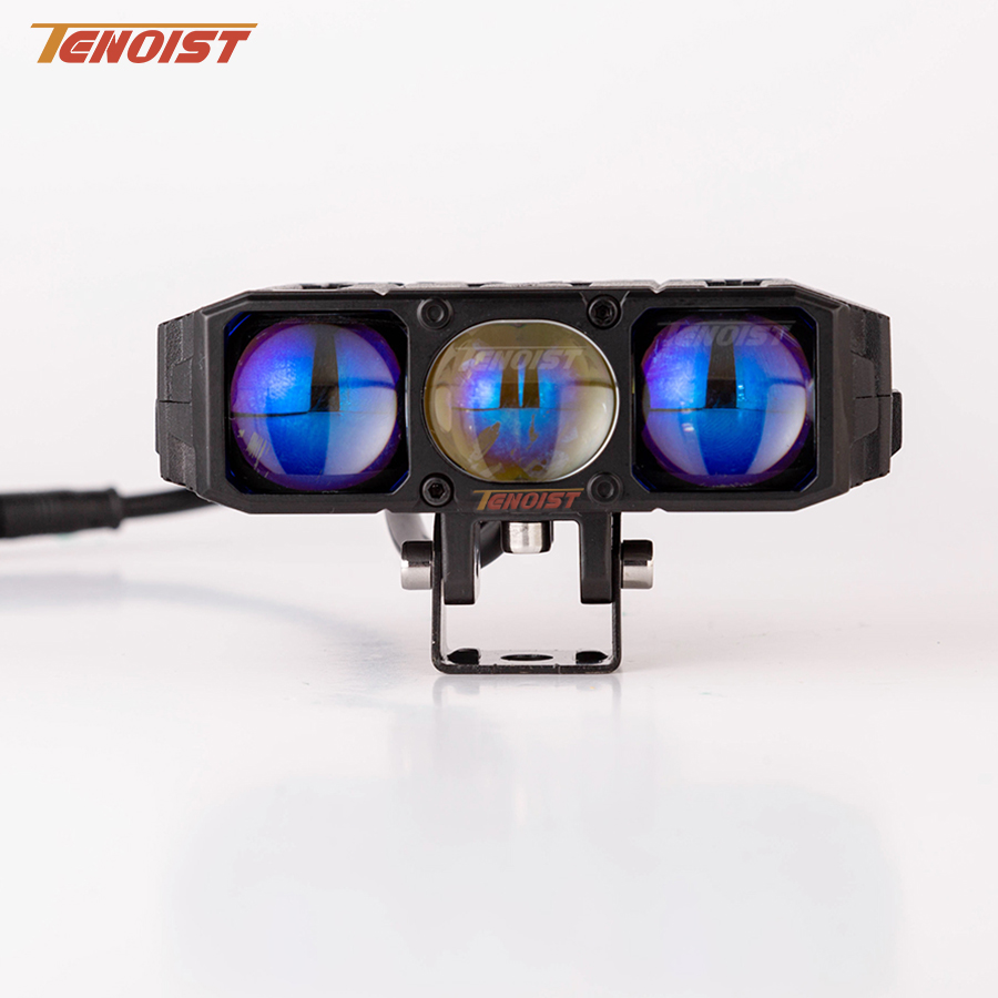 超高輝度 4.5 インチブルーレンズ白黄色高ロービーム LED 駆動ヘッドワークライト冷却ファン付き車オートバイ 9-30V