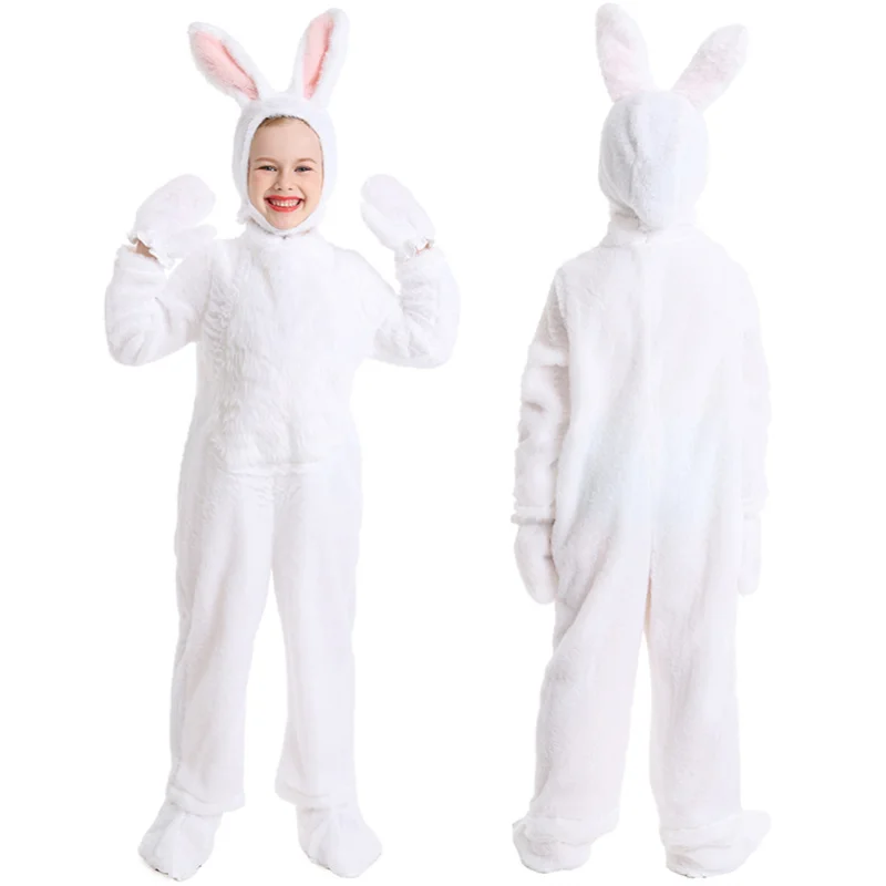 キッズガールズウサギコスチュームセット 2025 ハロウィンクリスマスカーニバルパーティー動物コスプレ衣装子ロールプレイジャンプスーツパジャマ
