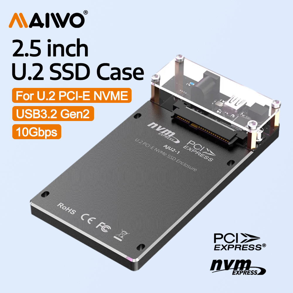 MAIWO 2.5 インチ U.2 NVMe SSD エンクロージャ USB-C to U.2 アダプター 10Gbps USB 3.2 Gen2 外部 2.5 インチ U.2 PCI-E nvme ssd ケース ツール無料