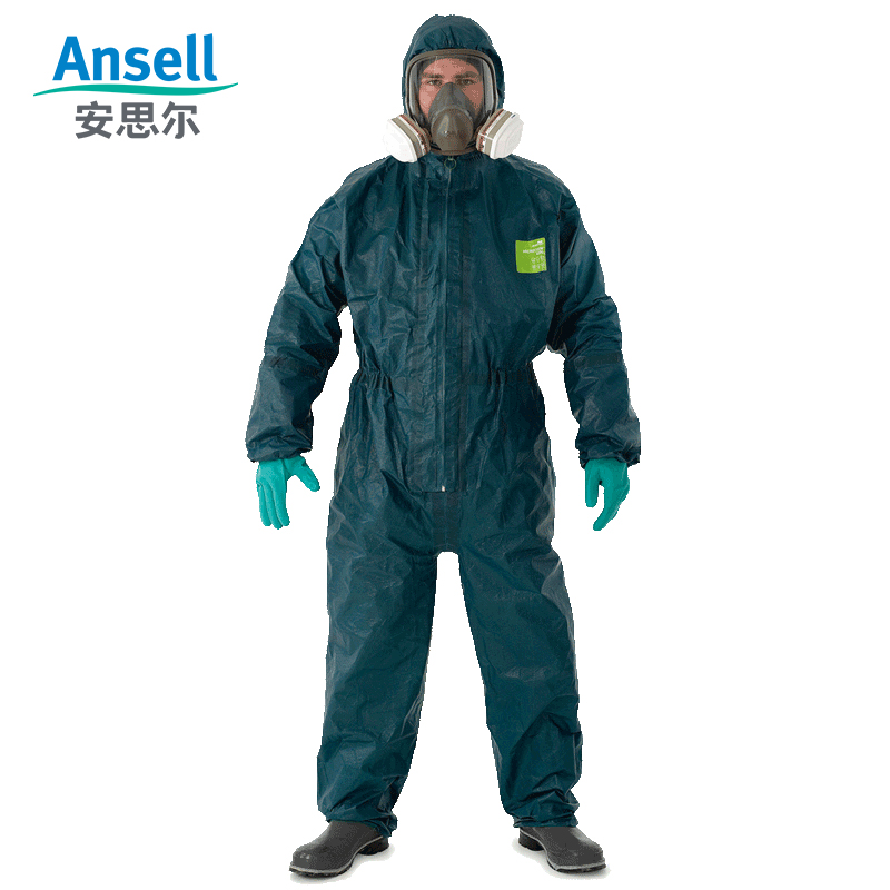 Ansell4000-111 頑丈な化学防護服、耐酸性および耐アルカリ性、耐核性つなぎ服、化学実験室
