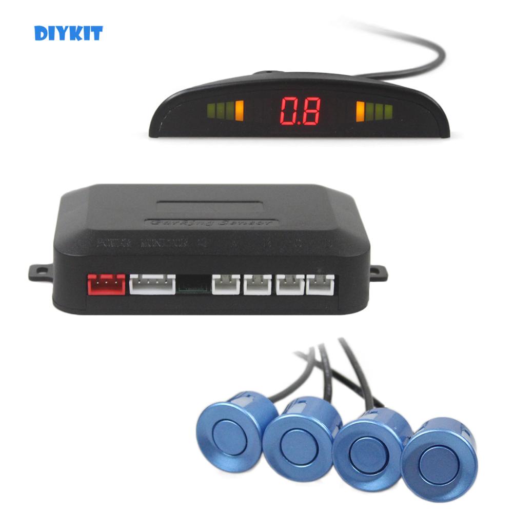 DIYKIT 駐車場レーダーセンサー バックアップレーダーシステム LED バックライトディスプレイ付き 4 センサー