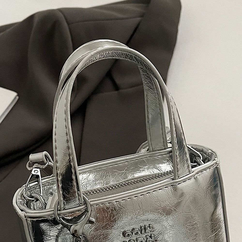 トレンド韓国 Pu レザーショルダーバッグシルバーミニクロスボディバッグ高品質の小さなスクエアバッグ女性のための