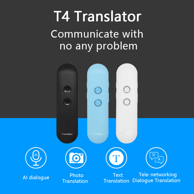2024 T4 ポータブルワイヤレススマート翻訳機 40 言語双方向リアルタイムインスタント音声翻訳アプリ Bluetooth 多言語