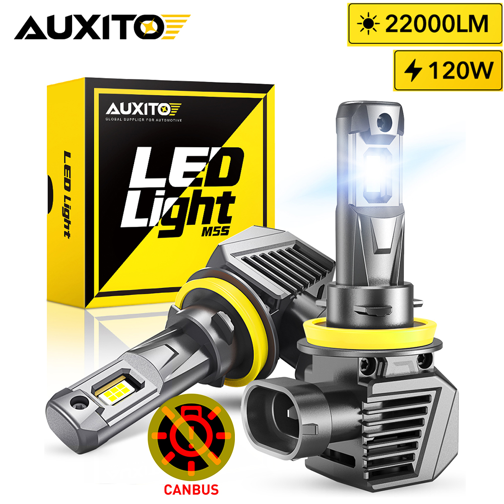 AUXITO 2 個 22000LM H11 LED ヘッドライト Canbus H8 H9 9005 HB3 9012 HIR2 9006 HB4 ターボランプ 120 ワット超高輝度車のヘッドランプ 6500 K