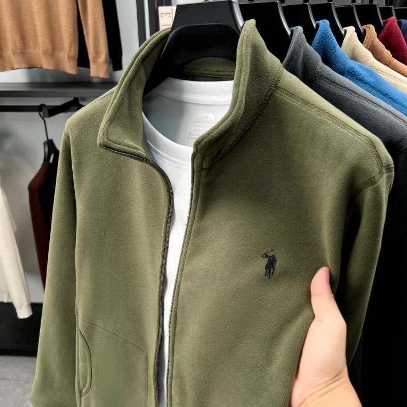 高級ハイエンドブランド厚く暖かいメンズジャケット新しいファッションポニー刺繍秋冬ソフト快適豪華なカジュアルポールコート