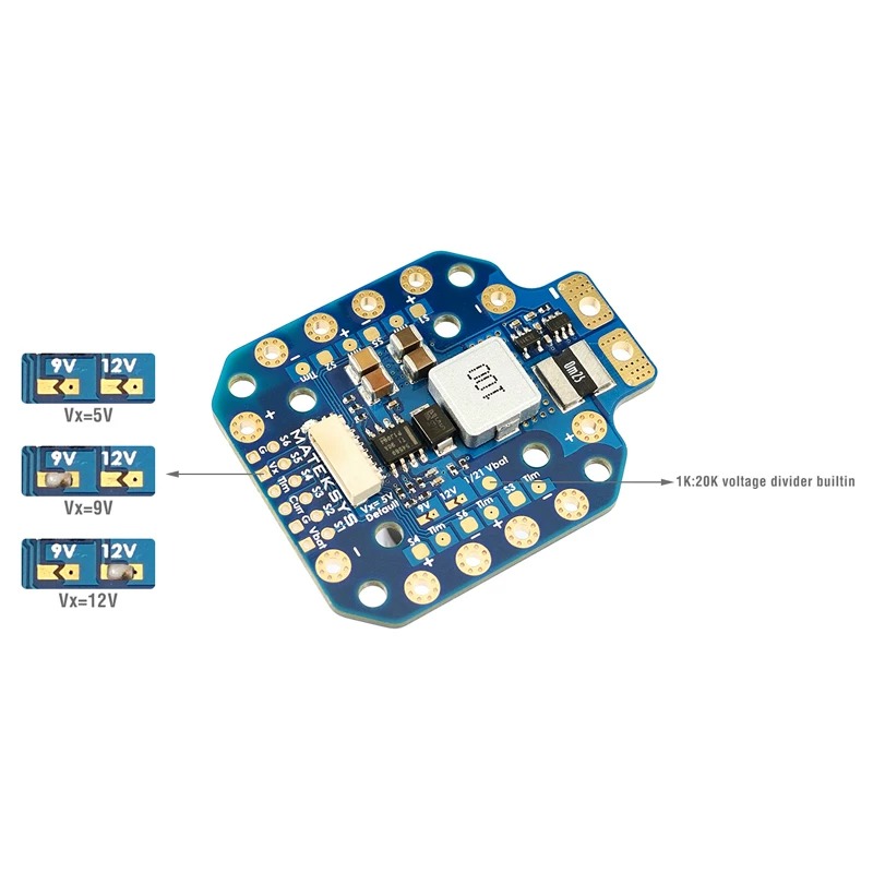 Matek PDB-HEX 12S 5A 5V/9V/12V BEC電源分配ボード PDB 30.5X30.5mm マルチローター X-CLASS 飛行機ドローン用 1個