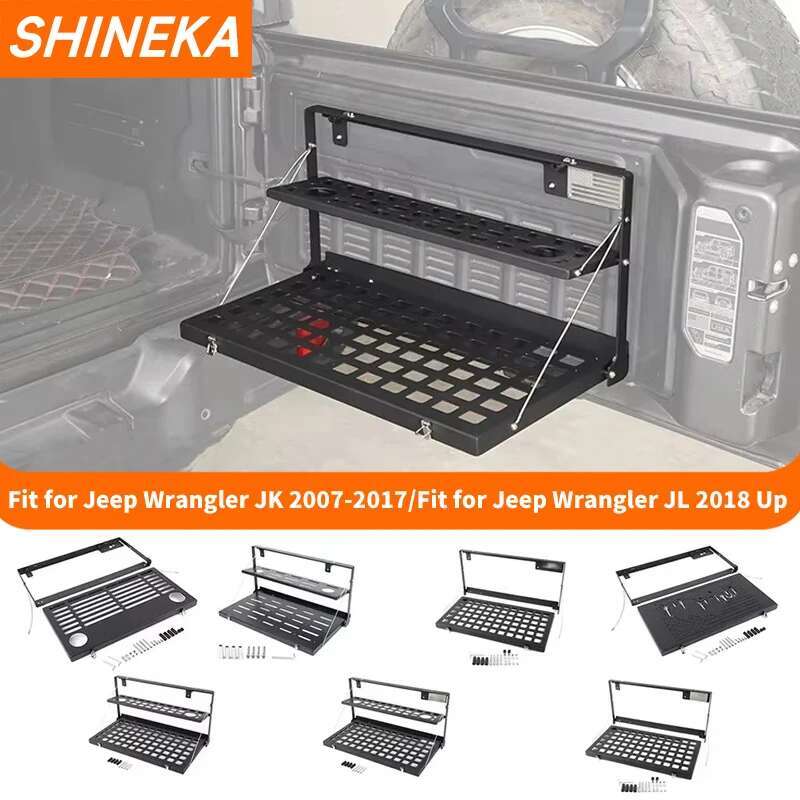 SHINEKA 車のテールゲートテーブル後部ドア折りたたみラック収納棚ジープラングラー JK JL 2007-2018 アップインテリアアクセサリー