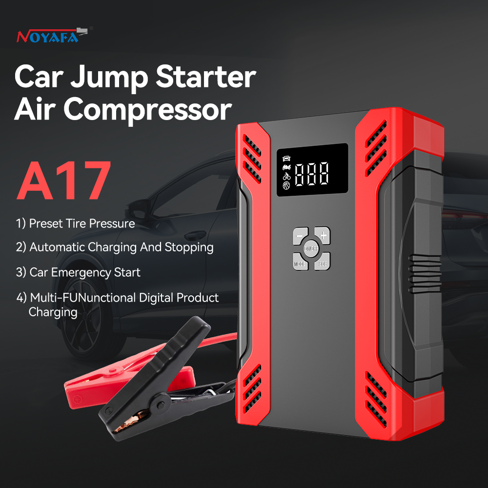 緊急車用パワーバンク ポータブル 12V バッテリー ジャンプスターター エアポンプインフレーター付き オールインワン - 車両用ポータブル電源