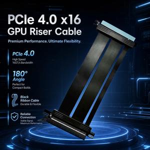 ITXケース用 PCIe 4.0 x16 GPU 変換ケーブル 180度柔軟に垂直設置可能な延長ケーブル、カスタムゲーミングPC（MOD）に対応