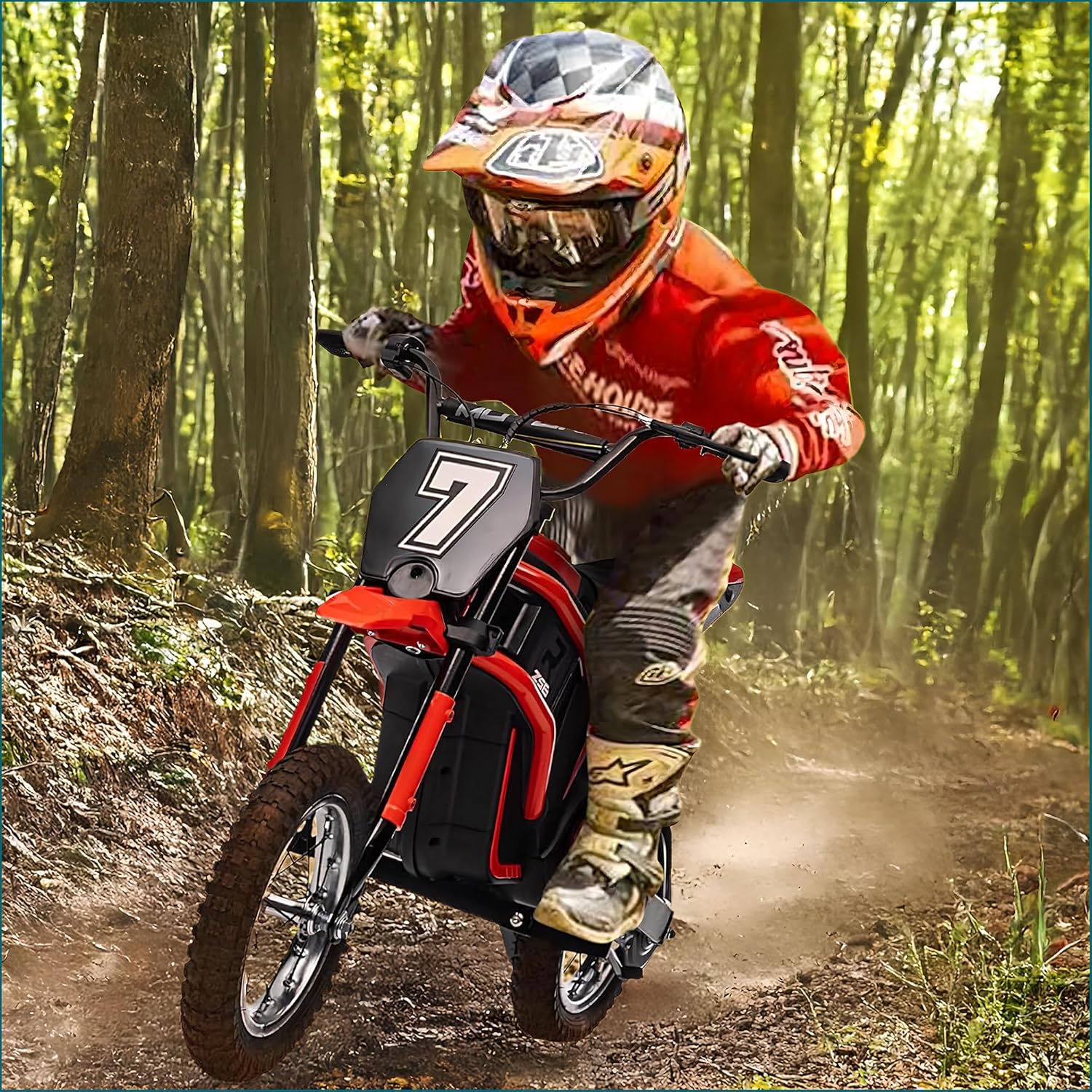 Ride On Motorcycle 子供用電動ダートバイク 24ボルト 350ワット 子供のおもちゃ 最大時速14.29マイル、2スピードモード、最大荷重135ポンド