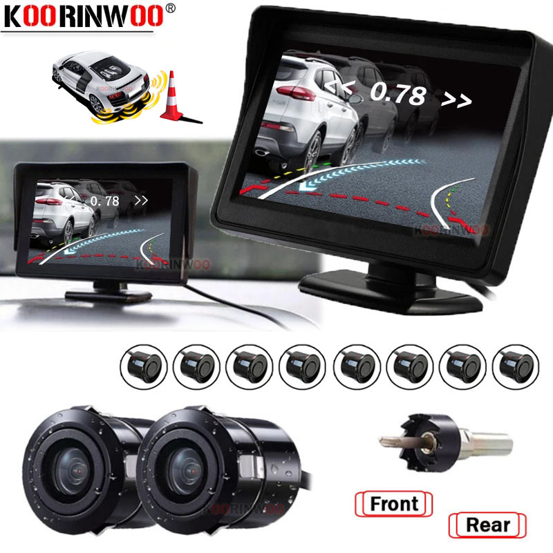 Koorinwoo 車用インテリジェントシステム Parktronic 4/8 ダイナミック軌道カメラリアパーキングセンサーフロントカメラ駐車支援