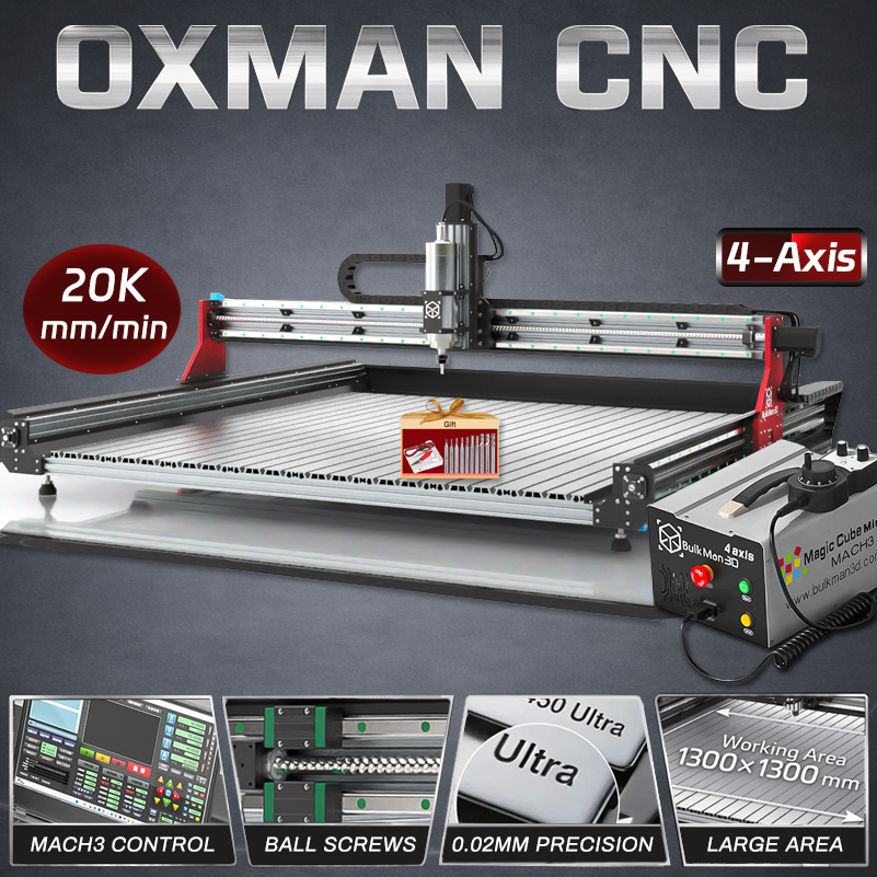 BulkMan3D OXMAN CNC 彫刻機 Mach3 制御 4 軸 SFU1610 ボールねじデュアルレール産業用機械木材金属アクリル切断用