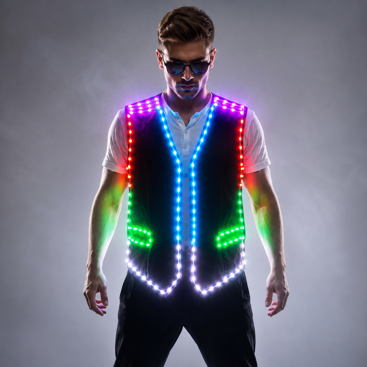 カラフルな Led 発光ベスト社交衣装ジャケット DJ 歌手ダンサーパフォーマーステージ着用ウェイター服