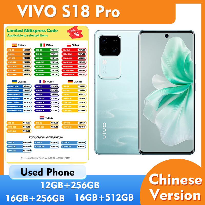 VIVO S18 Pro 5G 256GB 512GB ROM スマートフォン 6.78 インチ 5000mAh 中古電話