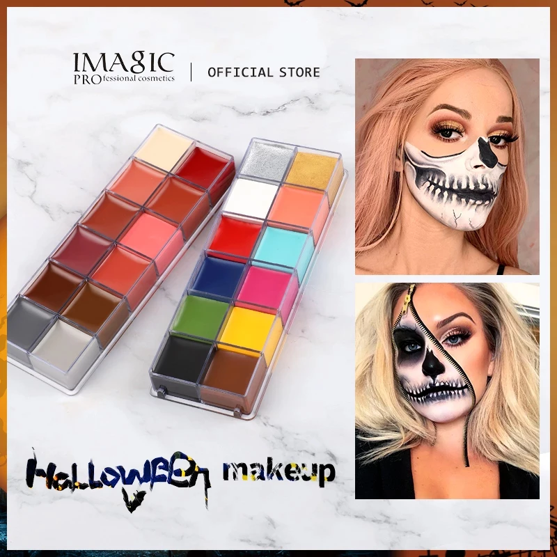 IMAGIC 12 色フラッシュタトゥー顔ボディペイント油絵アートハロウィンパーティー仮装美容メイクツール