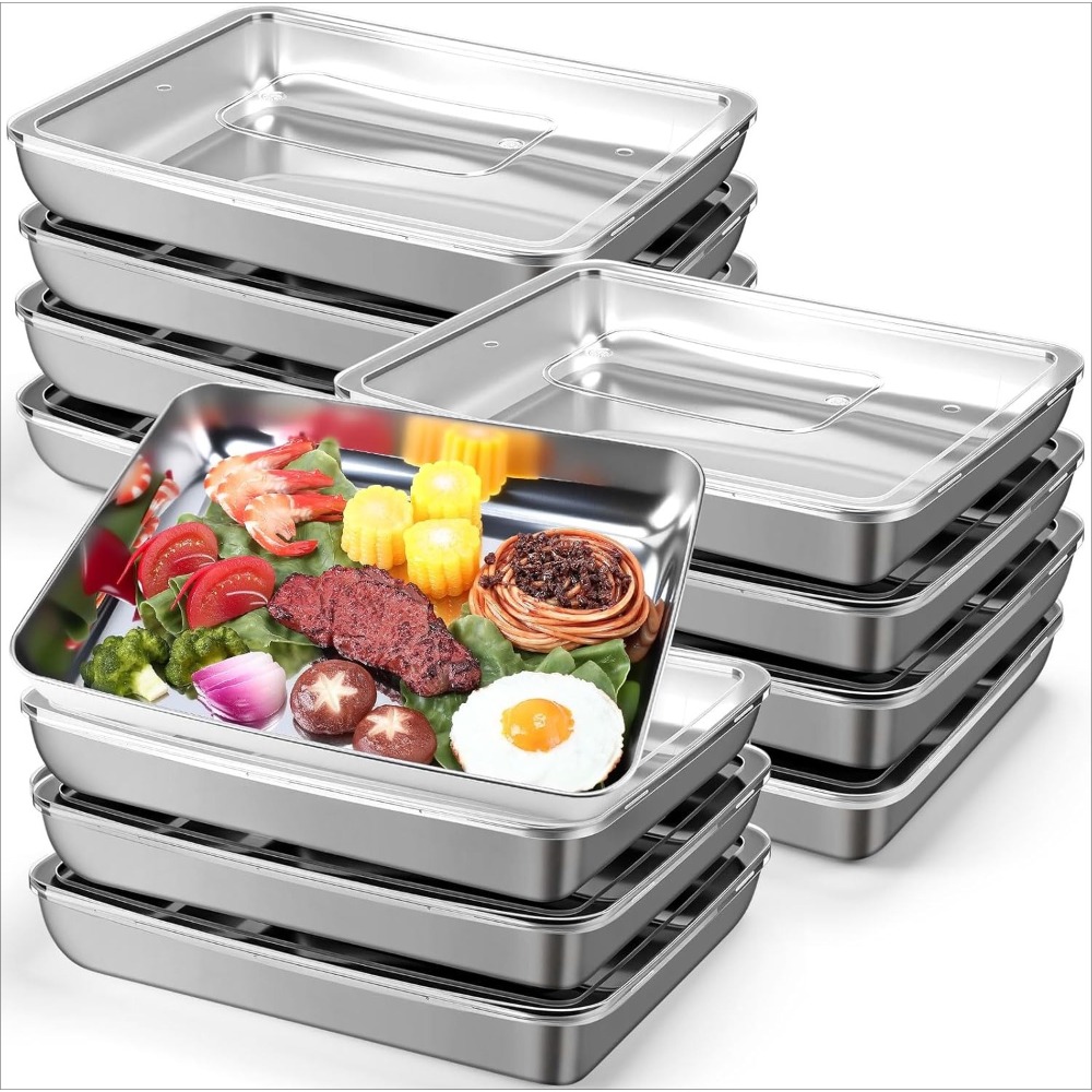 12PC ステンレス鋼食品容器 |漏れ防止の積み重ね可能な食事準備/マリネセット - オーブン