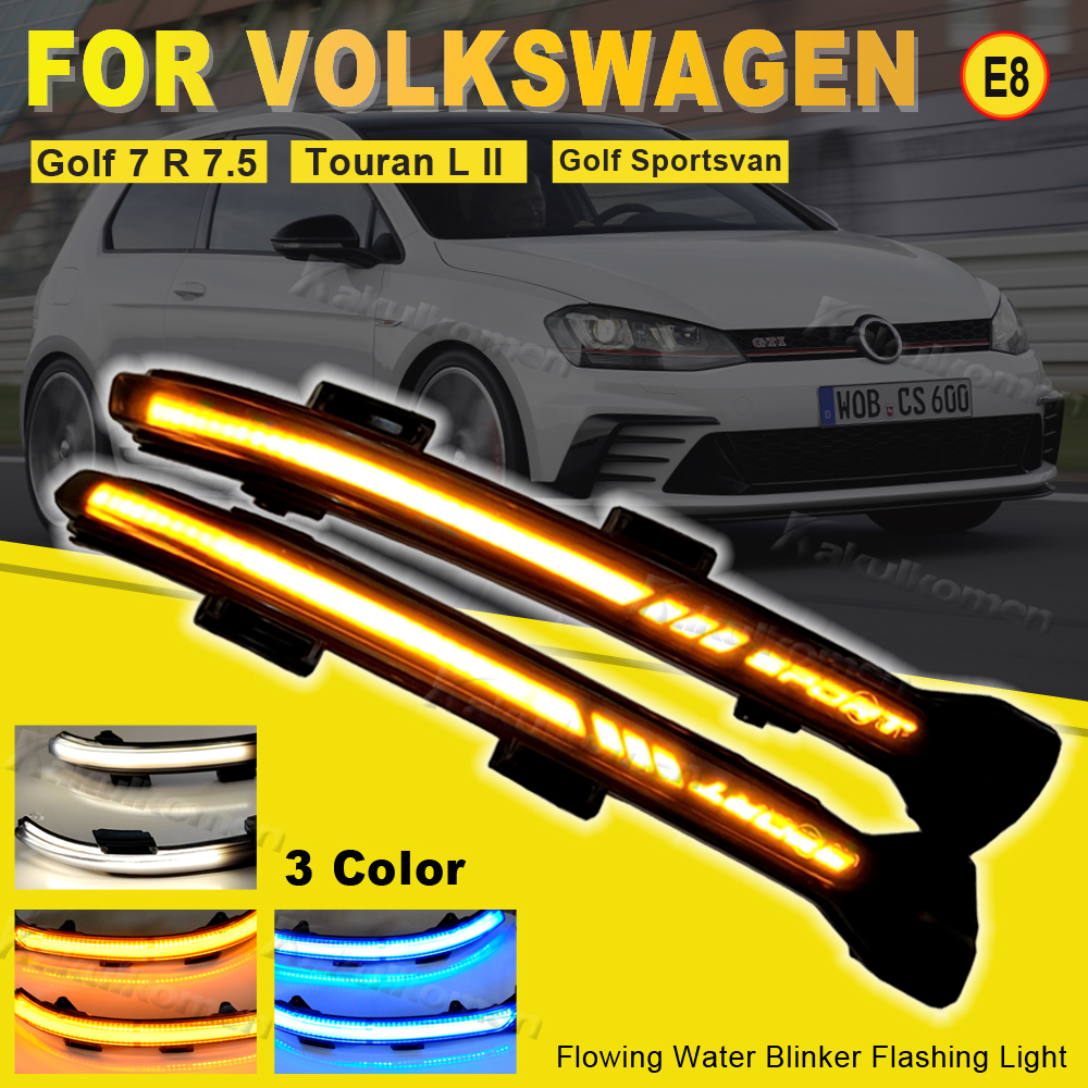 2 個 VW ゴルフ MK7 7.5 7 GTI R GTD ダイナミックウインカー LED ウインカーフォルクスワーゲン Rline Sportsvan Touran サイドミラーライト