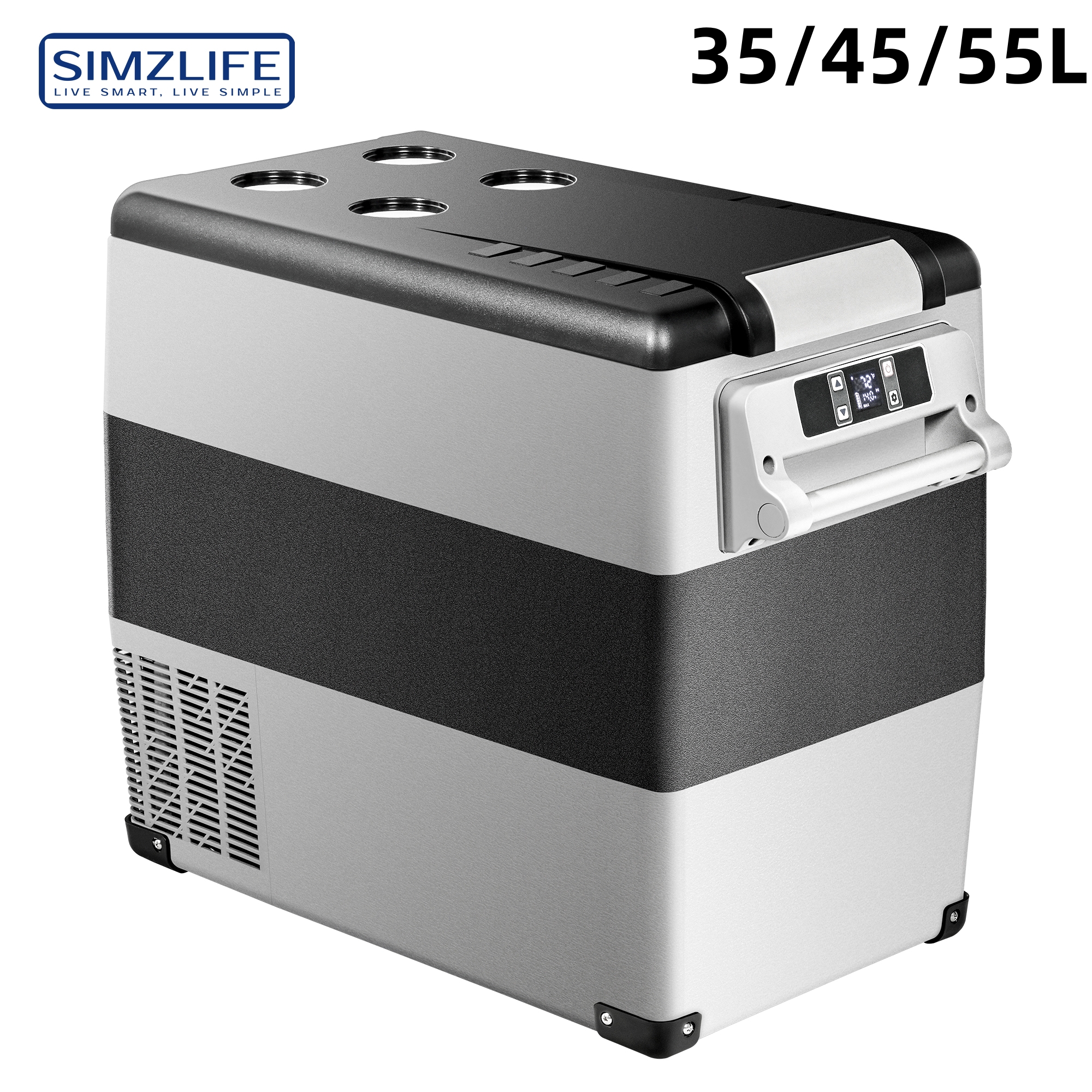 55L 車冷蔵庫 12/24V DC 冷蔵庫冷凍庫デュアルゾーンポータブルコンプレッサークーラーキャンプ旅行トラック用