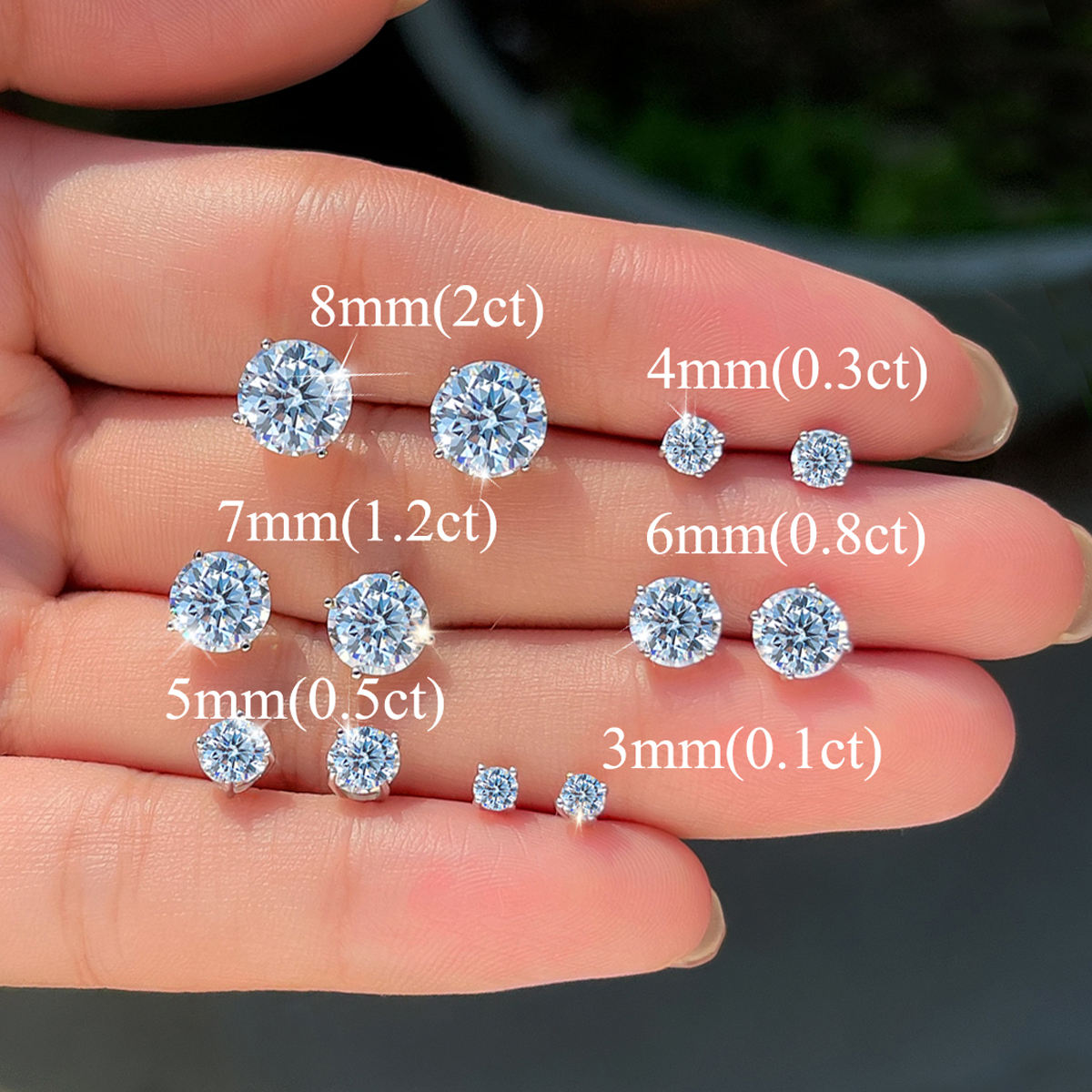 0.1～5カラット 4本爪モアッサナイトスタッドピアス 女性用 S925シルバー 18金メッキ ブライダル ウェディング ファインジュエリー