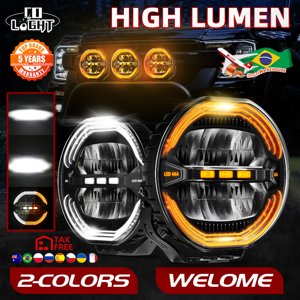 CO LIGHT 9 インチラウンドハイパワー LED ドライビングライトアンバー DRL ハロー LED 補助作業灯自動車トラックオフロード 12V 24V