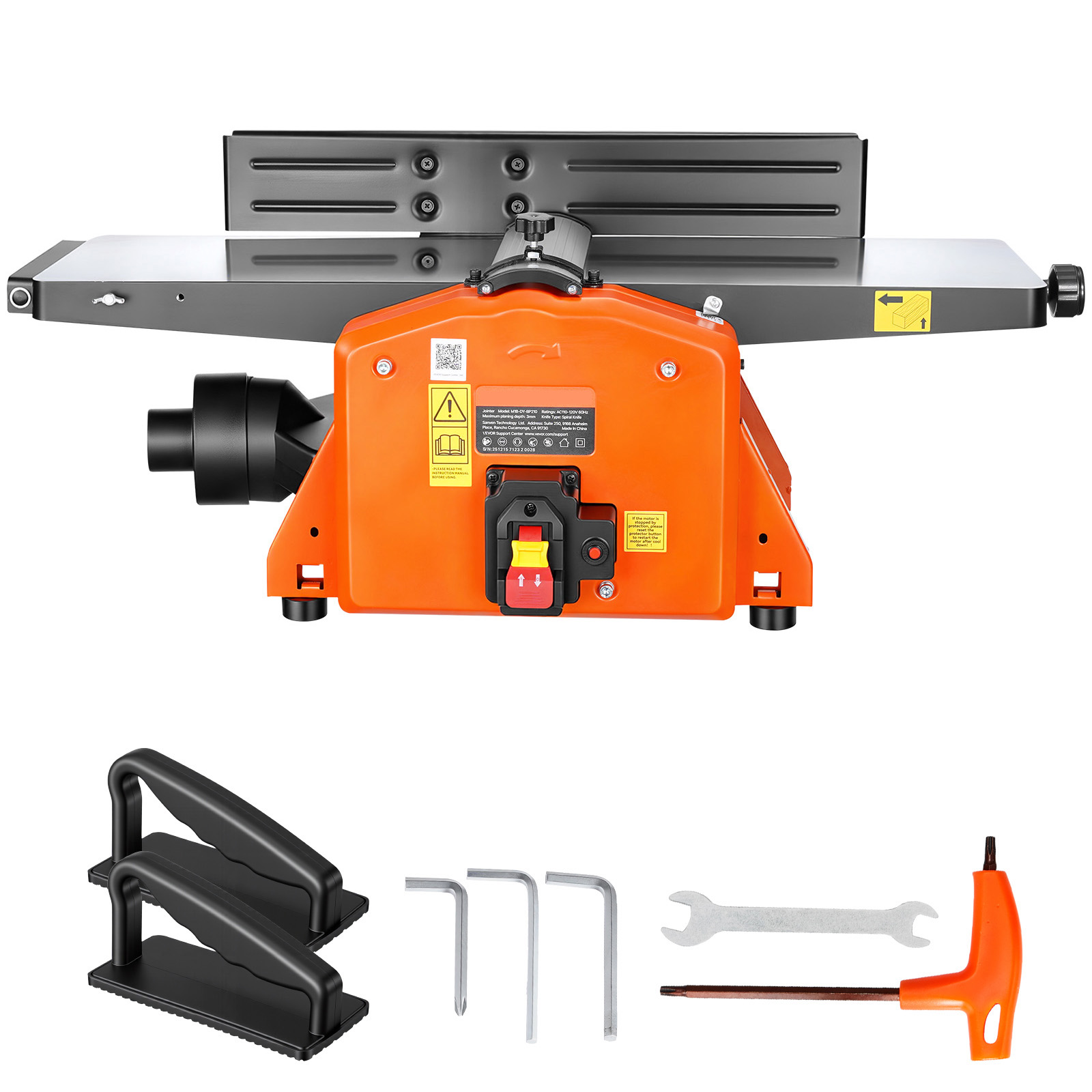 SucceBuy 8 インチ 2 HP 8500 RPM スパイラル ベンチトップ ジョインター 18 ブレード スパイラル カッターヘッド付き 木工 DIY 用 深さ 1/8 インチまで
