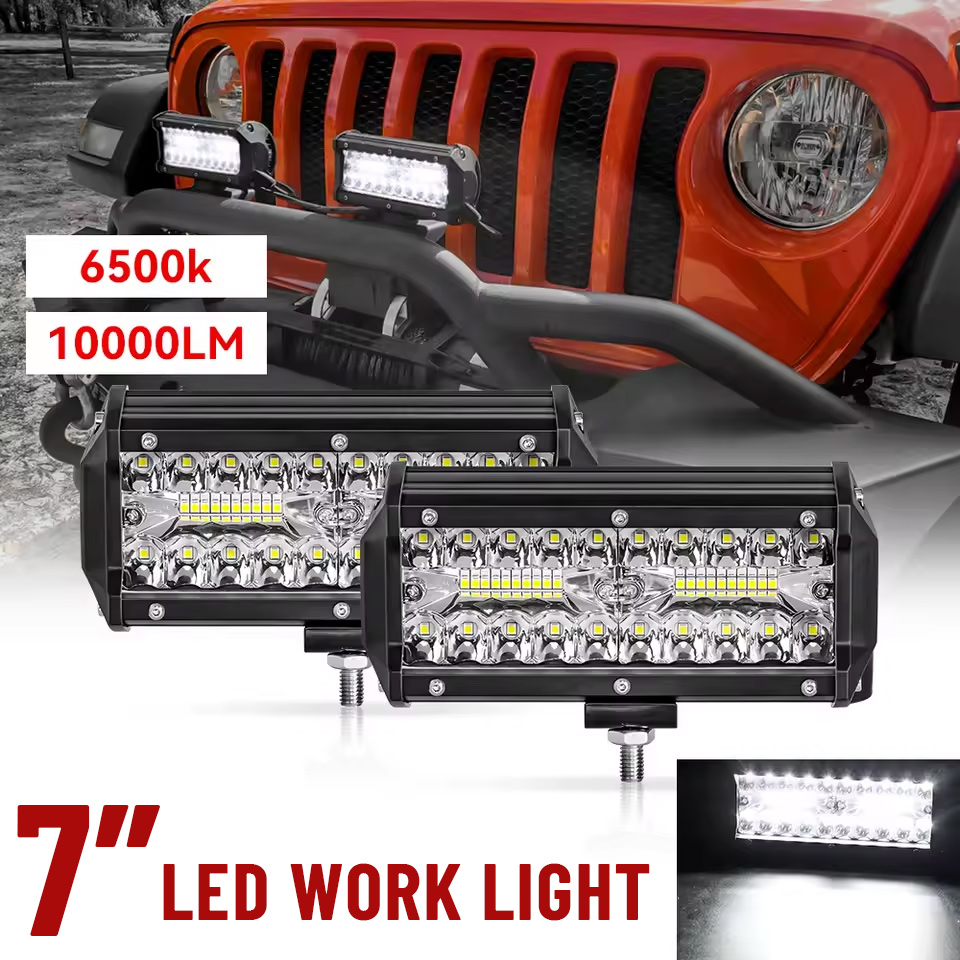 7 インチヘッドライトトラックファームトラクターボート SUV ATV ライトバー/ワークランプ車のバーオフロード 4x4 LED スポットライトフォグランプ 12V 24V