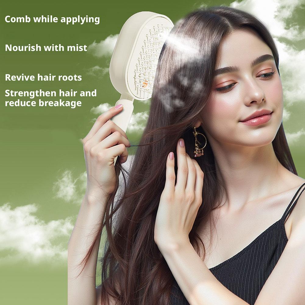 電気マッサージコーム スプレー機能付き ヘアケアブラシ アロマミストもつれほぐし 静電気防止頭皮ケアツール