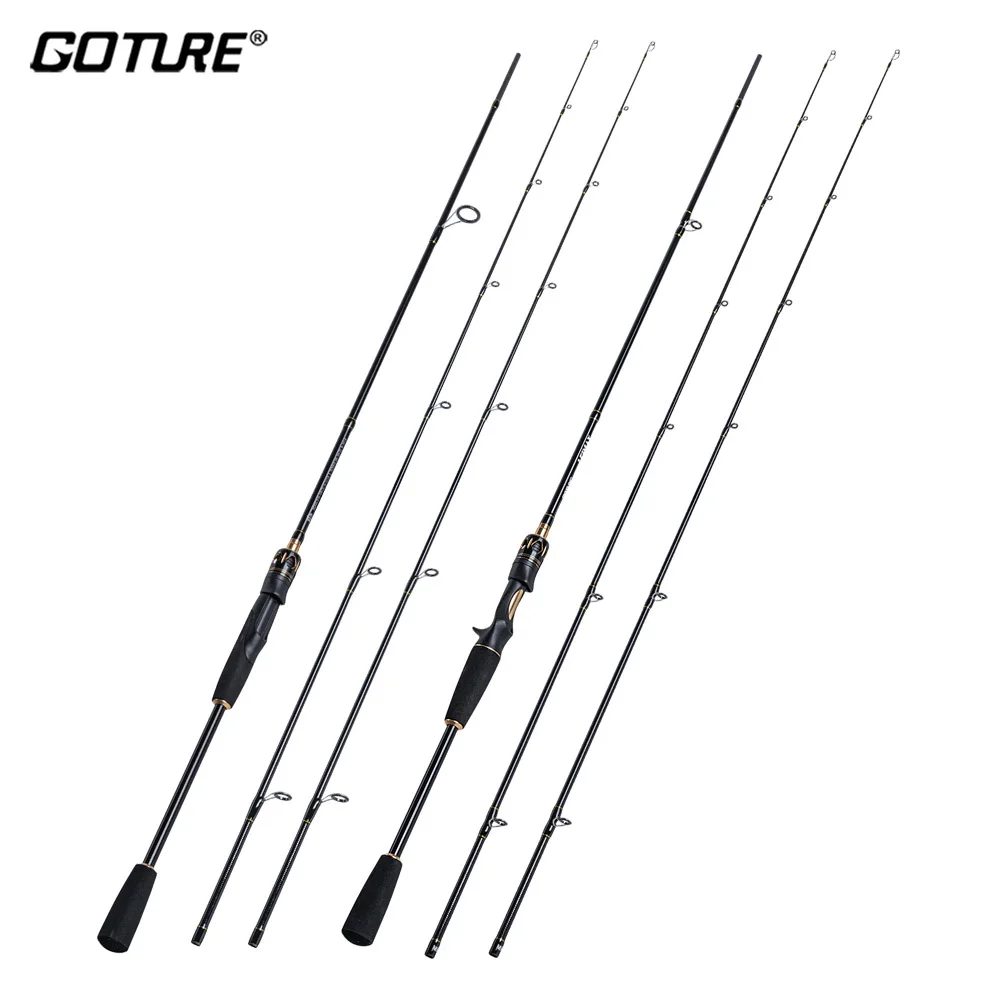 Goture LEIMAX ルアーロッド 2 チップ付き 2.1M 2.4M 2 ピース スピニング/キャスティングロッド UL L ML M MH 24T カーボンファイバー釣り竿 ケース付き
