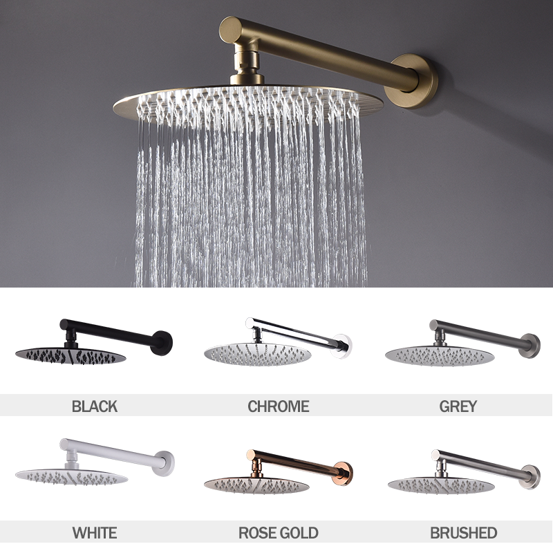 クロームラウンド 10 インチステンレス鋼降雨シャワーヘッドバスルームアクセサリー壁掛けシャワーアームアクセサリー