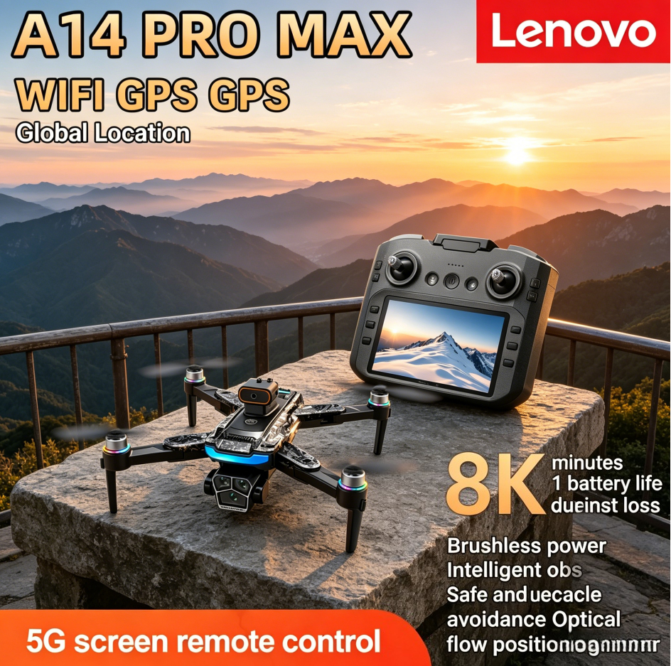 レノボ mi A14Pro 最大 GPS ブラシレス 8 18K 3 カメラオプティカルフロー障害物回避折りたたみ Quadcopter RC 距離ドローンおもちゃ
