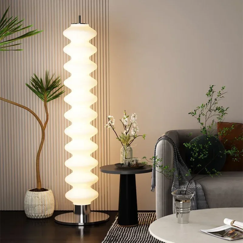現代の LED ひょうたんフロアランプリビングルームベッドルームクリームスタイルの装飾アンビエンスライトアクリル素材垂直フロアランプ