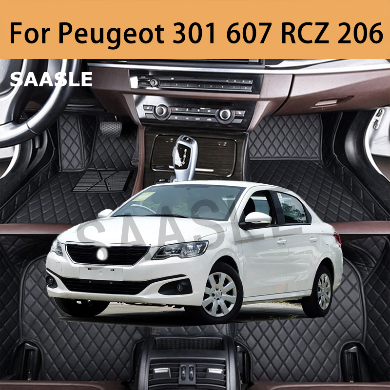 SAASLE カスタム車のフロアマットプジョー 301 607 RCZ 206 2004-2018 年自動車カーペット Foot Coche アクセサリー