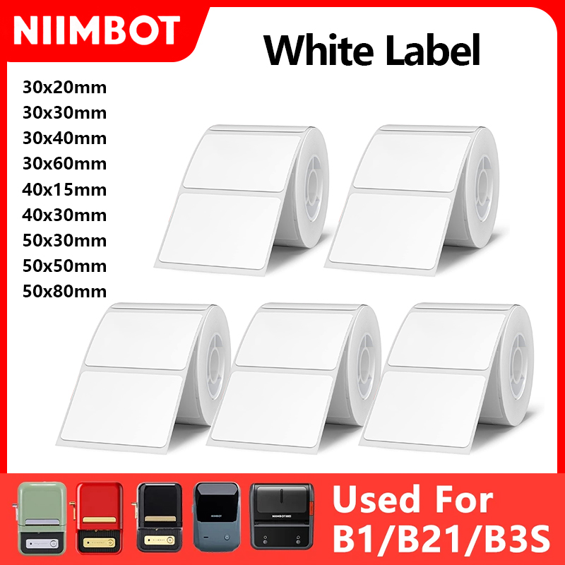 Niimbot 1 ロール B1 白ステッカー防水紙粘着ラベル白抗油 B1 B21 ミニポータブルサーマルプリンタテープ