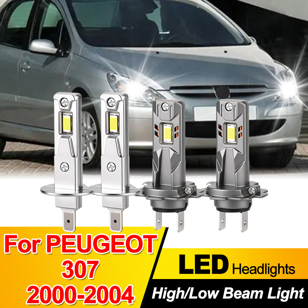 2/4 個 Canbus LED ヘッドライト電球プジョー 307 2000 2001 2002 2003 2004 高低ビームキット超高輝度 50000Lm 200 ワットオートランプ